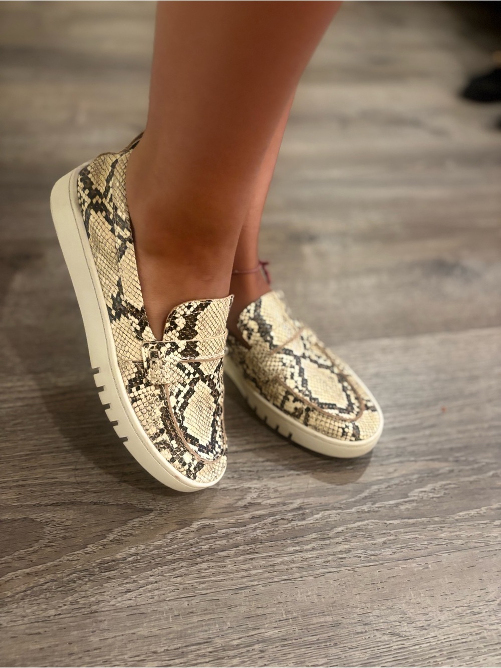 Vionic Women's Snake-Print Slip-On Loafers in Beige and Black